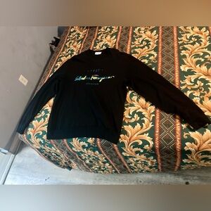Salvatore Ferragamo Black Crewneck Sweater with Blue and Yellow Embroidery